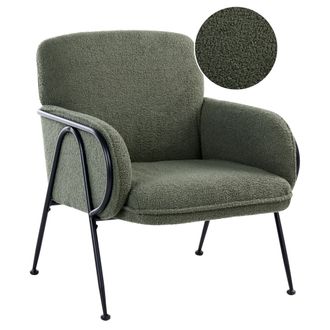 Beliani Sill&oacute;n Tapizado En Boucl&eacute; Estructura De Metal Estilo Moderno De Mediados De Siglo Verde Trysnes