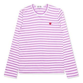 Comme Des Gar&ccedil;ons Striped Mini Logo Long Sleeves Tee Pink AZ-T218-051-4