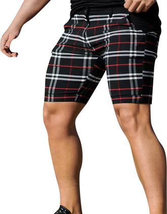Generic Shorts Mens Casual Regular Fit Suit Shorts Personality Plaid Summer Shorts Jogger Short Casual Smart Half Pants Mens Tailored Shorts Zipper Button Clo