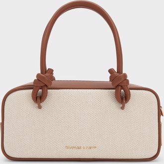 Charles & Keith Sammie Canvas Knotted-Handle Elongated Bag