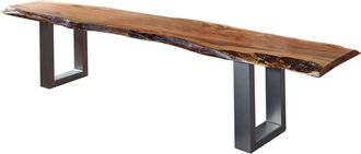 Massivmoebel24 Freeform 2 Panca In Legno Di Acacia - Laccato / Noce 200x38x45 - Marrone Scuro