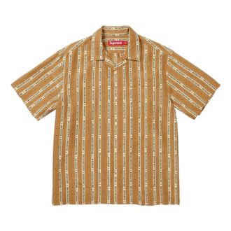 SUPREME SS26 Old English Stripe Silk S/S Shirt Yellow SUP-SS26-299-YLW