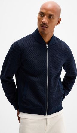 Le 31 Mens Embossed geo zip cardigan