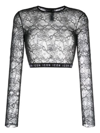 Dsquared2 Be Icon lace cropped top - Black
