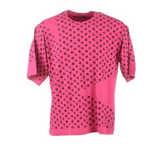 Dolce & Gabbana T-Shirts, male, Pink, Size: XL Hearts Short Sleeve T-shirt