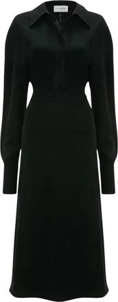 Victoria Beckham Polo Collar Midi Jurk - Dames - Casual kleedjes - Zwart - 2XS - Kleedjes