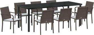 vidaXL Garden Dining Set 9 pcs Brown and Black PE Rattan vidaXL