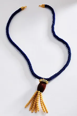 Timeless Pearly Corded Beaded Tassel Pendant Necklace