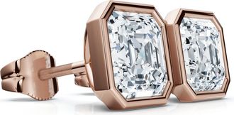 Pompeii3 2ct TW Asscher Cut Bezel Diamond Studs 14k Gold Lab Grown