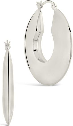 Sterling Forever Paige Flat Tube Hoop Earrings in Silver at Nordstrom Rack