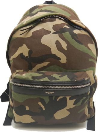 Saint Laurent Camouflage Khaki Canvas Leather Backpack (Pre-Owned)