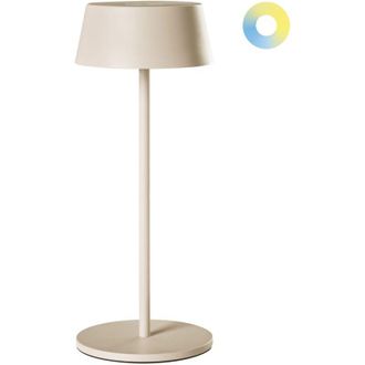 Beliani L&aacute;mpara Led Inal&aacute;mbrica De Metal Para Interior Y Exterior Recargable Por Puerto Usb C Beige Guder