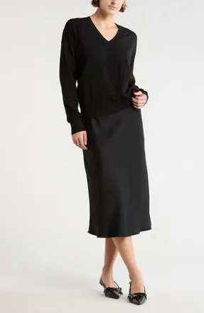 Nordstrom Rack V-Neck Pullover Sweater in Black at Nordstrom Rack, Size X-Small