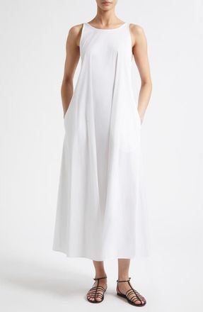 Max Mara Cotton Blend Stretch Poplin Sundress in Optical White at Nordstrom, Size 2