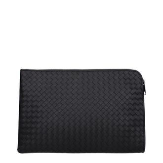 Bottega Veneta Herrens Pochette aus schwarzem Leder
