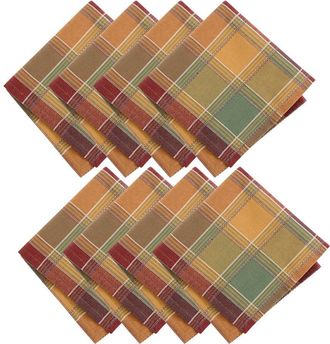 Elrene Set Of 8 Autumn Acres Plaid Napkins