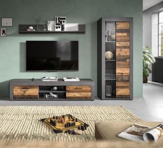 Inosign Wohnwand »Aosta, Breite 235cm, bestehend aus Lowboard, Wandboard, Vitrine« 3 Stk. tlg