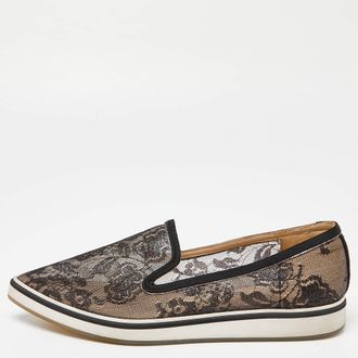 Nicholas Kirkwood Black Lace And Mesh Alona Pointed Toe Smoking Slipper