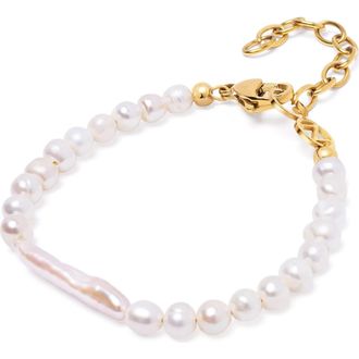 Nialaya Mermaid Pearl Bracelet in White at Nordstrom, Size X-Small