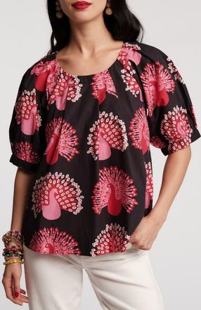 Frances Valentine Zonda Peacock Top in Black/multi at Nordstrom, Size X-Small