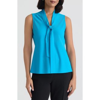 Kasper Sleeveless Tie Front Top in Bright Azul at Nordstrom, Size X-Small