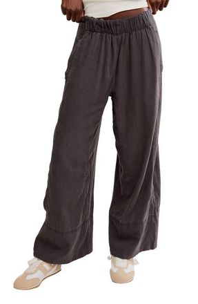 Free People Days End Pull-On Linen Blend Wide Leg Pants in Black at Nordstrom, Size X-Small