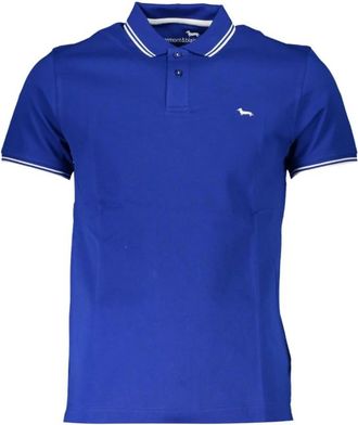 Harmont & Blaine Slim Fit Polo met korte mouwen en contrast - Heren - Polos - Blauw - S - Katoen - Tops