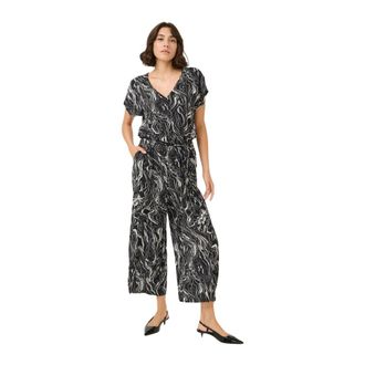 Kaffe Jumpsuit met Grafische Print en Wijde Pijpen - Dames - Jumpsuits - Zwart - M - Jumpsuits & Playsuits