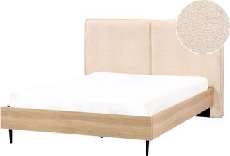 Beliani Cama Con Somier Moderna Con Cabecero Tapizado Beige 140 X 200 Cm Izernore