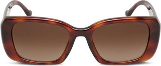 Coach Zonnebril met rechthoekig montuur en logo - Bruin