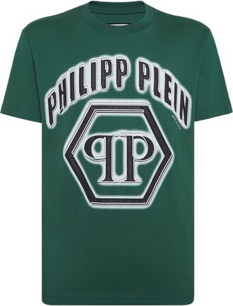 Philipp Plein logo-print cotton T-shirt - men - Cotton - XXXL - Green