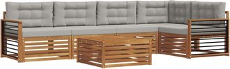 vidaXL Conjunto De Sof&aacute;s De Exterior 6 Uds. Gris Natural Y Claro Vidaxl