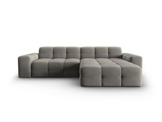 MICADONI Sof&aacute; esquinero derecho 4 plazas de terciopelo gris oscuro