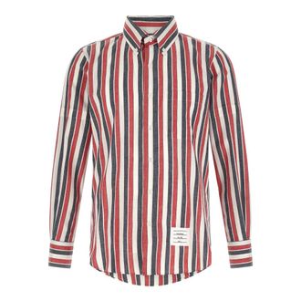 Thom Browne Casual Shirts, male, Multicolor, Size: M Striped Madras Cotton Shirt