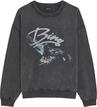Anine Bing Spencer Printed Cotton Sweatshirt - Black - S (UK8-10 / S)