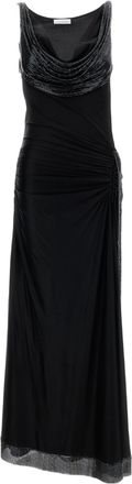 Paco Rabanne Fluid Jersey Maxi Dress with Cowl Neckline and Sequin Detail