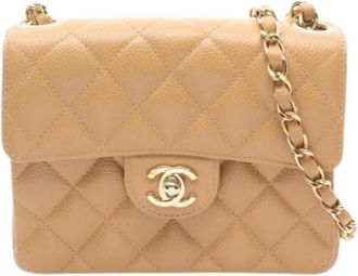 Chanel Pre-owned Vintage Mini Schoudertas - Dames - Vintage Mini Tas - Beige - ONE Size - Leer - Vintage