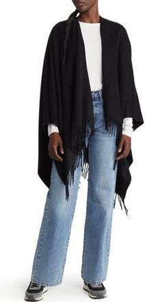 Rag & Bone Fringed Wool Ruana in Blk at Nordstrom Rack