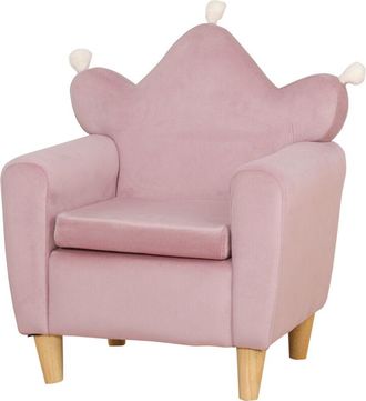 HOMCOM Poltroncina per Bambini con Schienale a Corona Effetto Velluto Rosa