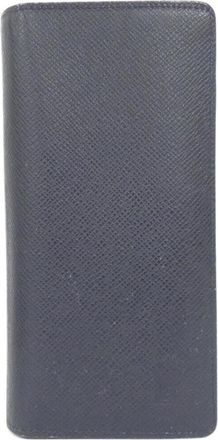 Louis Vuitton Navy Black Leather Long Wallet (Bi-Fold) (Pre-Owned)