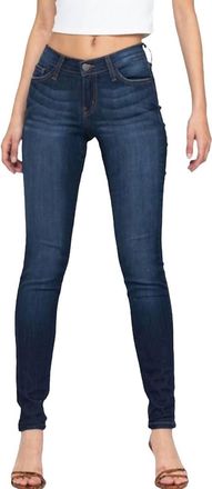 Judy Blue Super Stretchy & Soft Distressed Rayon Skinny Jeans In Dark Blue