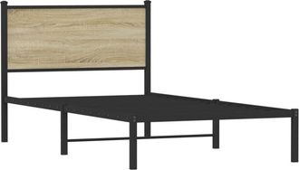 vidaXL Estructura de cama sin colchón metal roble ahumado 100x190 cm Vidaxl