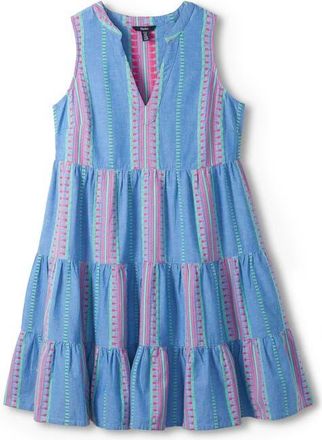 Hatley Savannah Embroidered Stripe Cotton Chambray Dress in Blue at Nordstrom, Size X-Large
