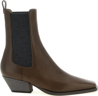 Brunello Cucinelli Brown Cowhide Chelsea Womens Boots