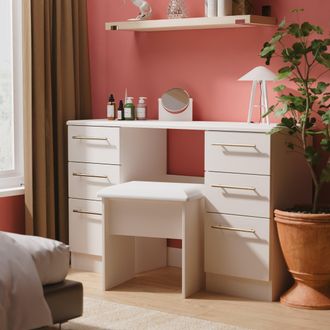 Welcome Furniture Ealing Ready Assembled Double Pedestal Desk in Kashmir Matt - Welcome Furniture | TJ Hughes