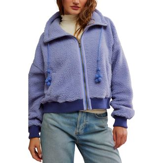 Free People Alpine High Pile Fleece Sweater in Peri at Nordstrom, Size X-Small