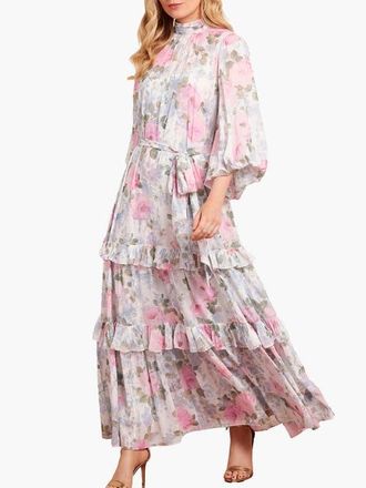 Needle & Thread Camilles Garden Louisa Ankle Gown in Moonshine at Nordstrom, Size 18