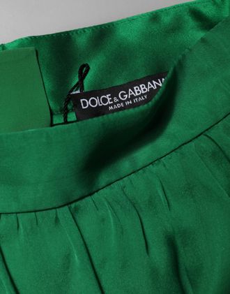 Dolce & Gabbana Green Silk High Waist Women Hot Pants Womens Shorts (Pre-Owned)