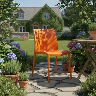Dmora Dmora Chaise Empilable, Made In Italy, 46 X 54 X 82 Cm, Couleur Orange