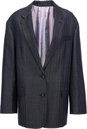 Etro Pegaso Single-Breasted Blazer - Dames - Blazers - Blauw - 2XS - Wol - Jassen